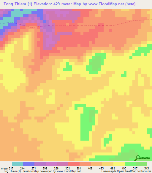 Tong Thiem (1),Laos Elevation Map