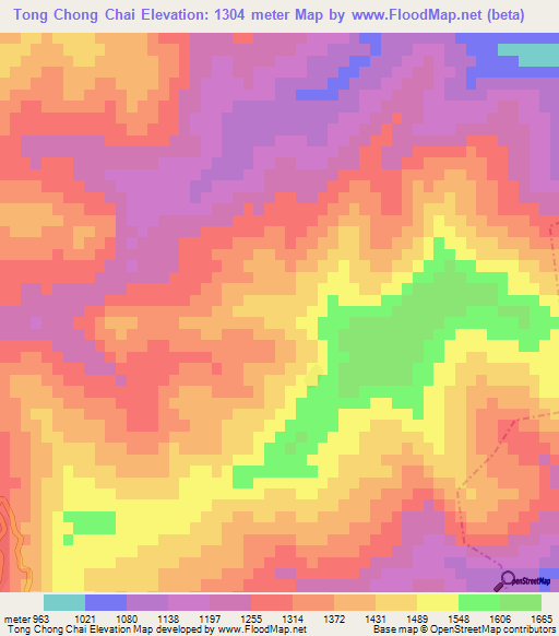 Tong Chong Chai,Laos Elevation Map