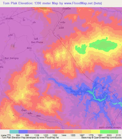 Tom Plak,Laos Elevation Map