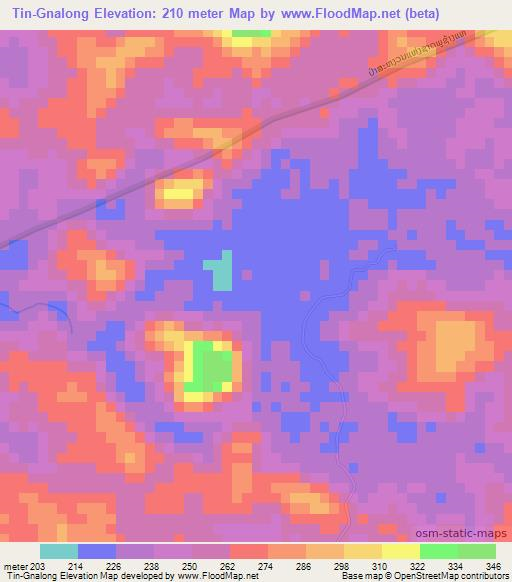 Tin-Gnalong,Laos Elevation Map