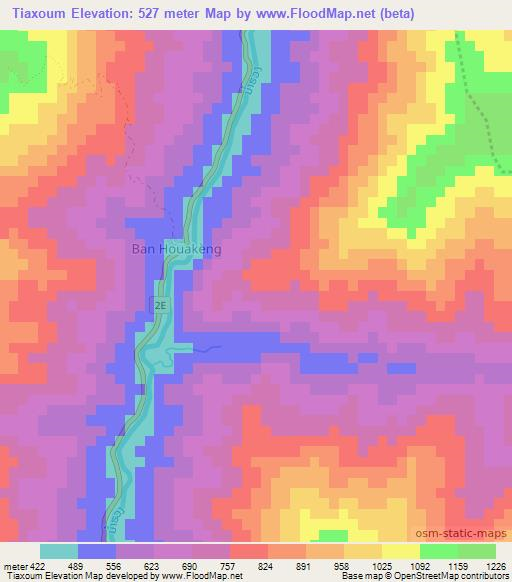 Tiaxoum,Laos Elevation Map