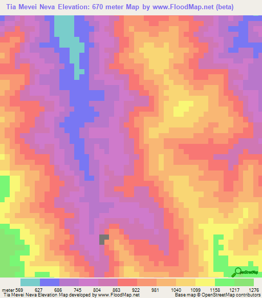 Tia Mevei Neva,Laos Elevation Map