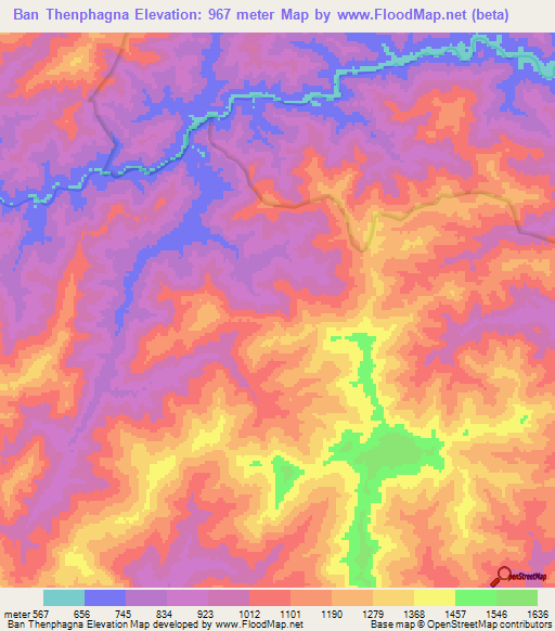 Ban Thenphagna,Laos Elevation Map