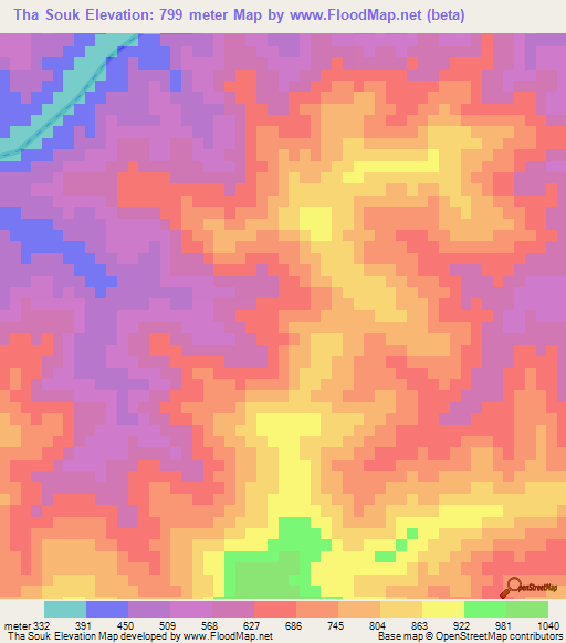 Tha Souk,Laos Elevation Map