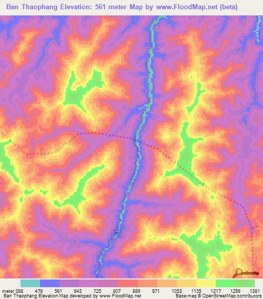 Ban Thaophang,Laos Elevation Map