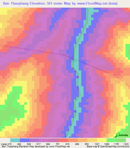 Ban Thaophang,Laos Elevation Map