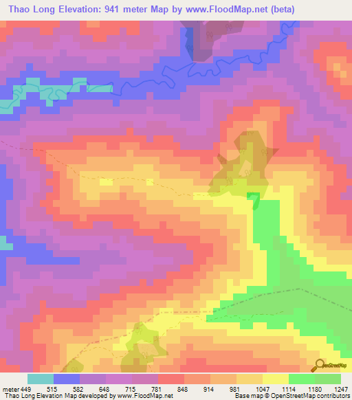 Thao Long,Laos Elevation Map