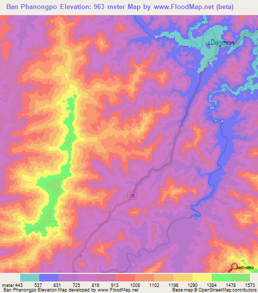 Ban Phanongpo,Laos Elevation Map