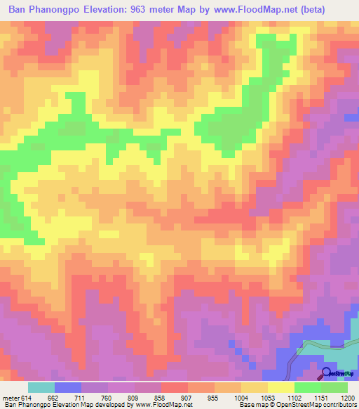 Ban Phanongpo,Laos Elevation Map