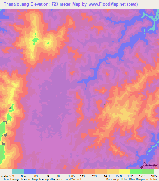 Thanalouang,Laos Elevation Map