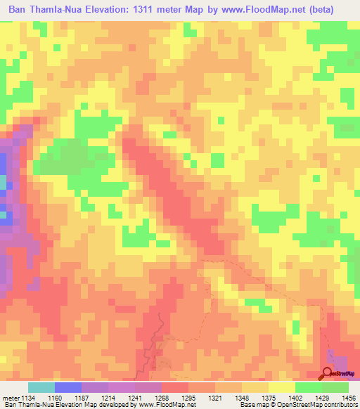 Ban Thamla-Nua,Laos Elevation Map