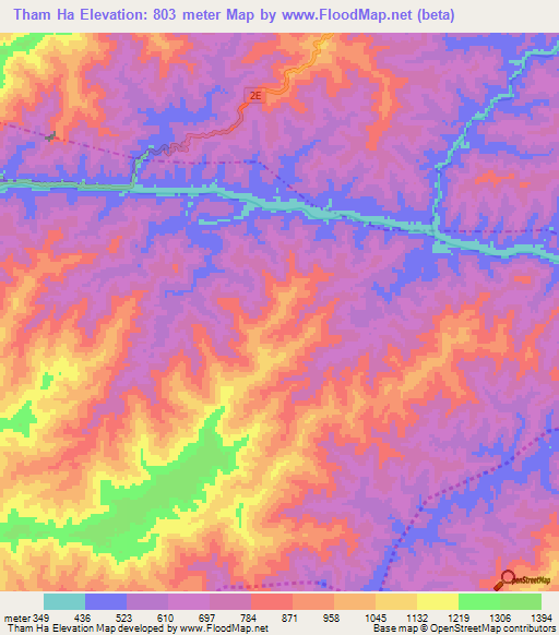 Tham Ha,Laos Elevation Map