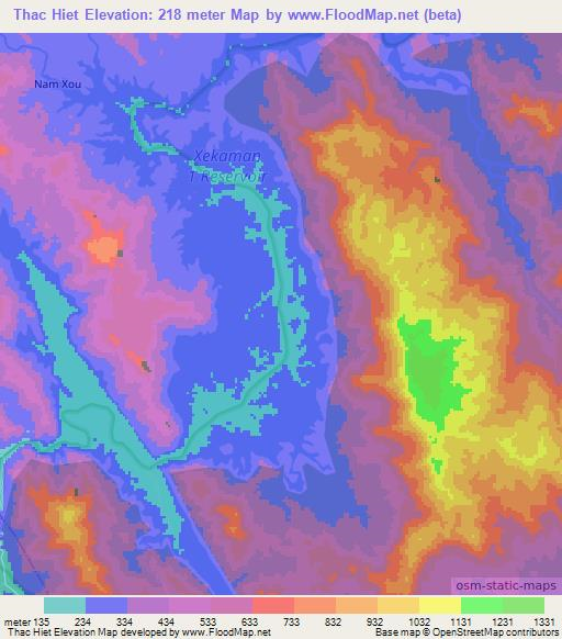 Thac Hiet,Laos Elevation Map