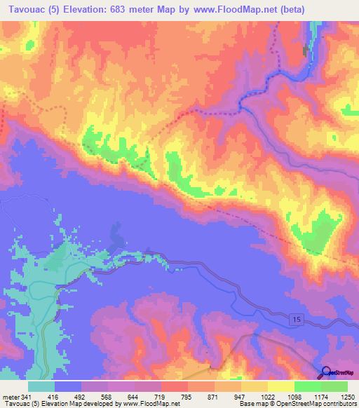 Tavouac (5),Laos Elevation Map