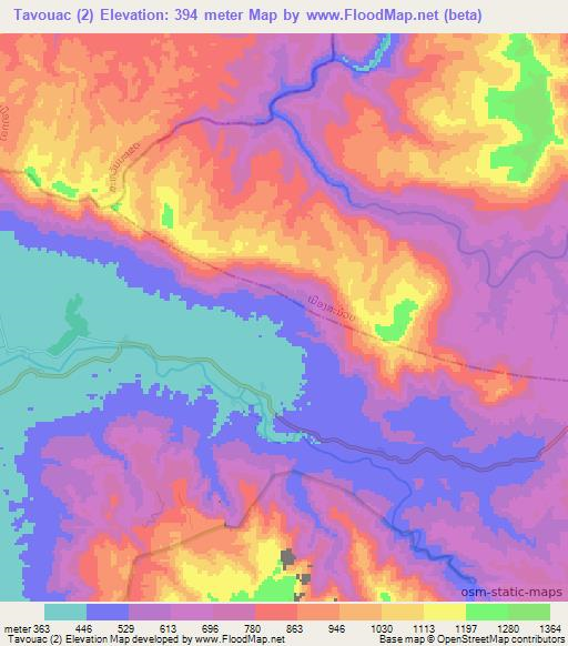 Tavouac (2),Laos Elevation Map