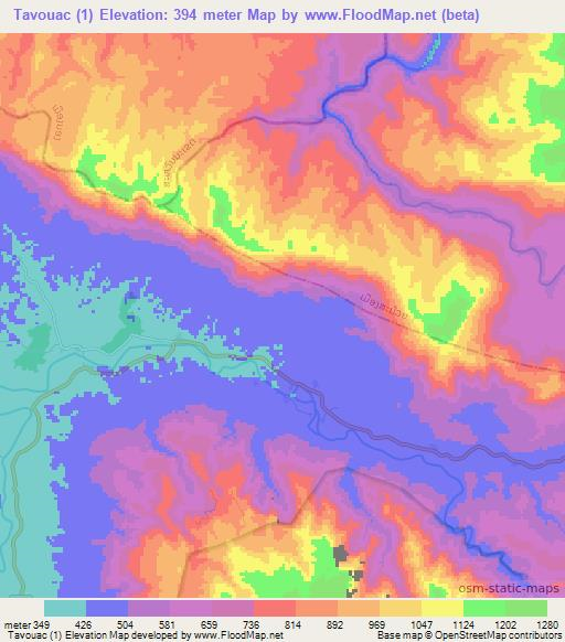 Tavouac (1),Laos Elevation Map