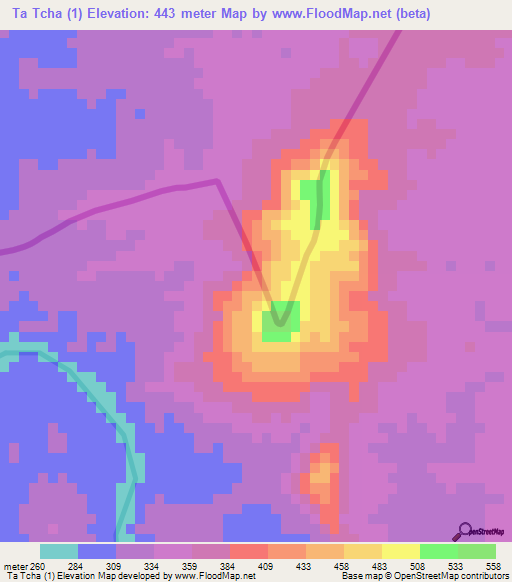 Ta Tcha (1),Laos Elevation Map