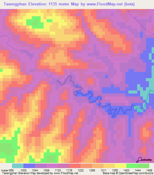 Tasengphan,Laos Elevation Map