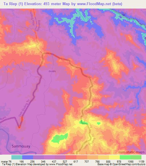 Ta Riep (1),Laos Elevation Map