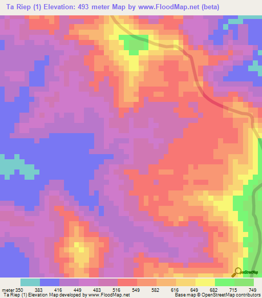 Ta Riep (1),Laos Elevation Map