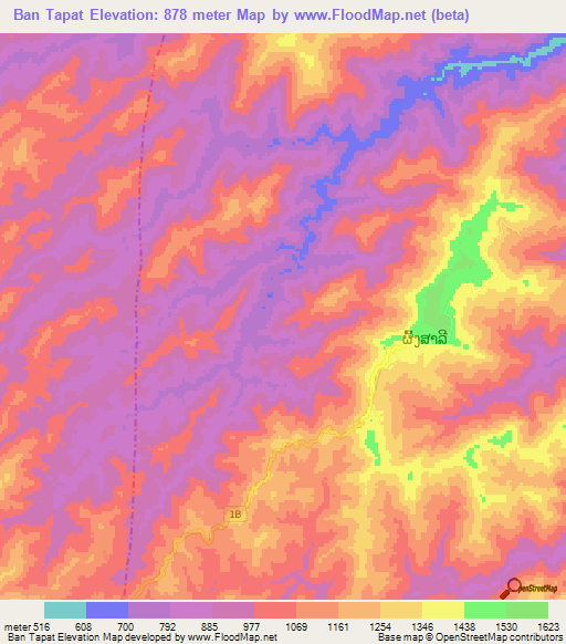 Ban Tapat,Laos Elevation Map