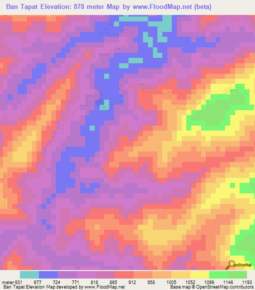 Ban Tapat,Laos Elevation Map