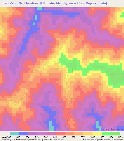 Tao Vang Na,Laos Elevation Map