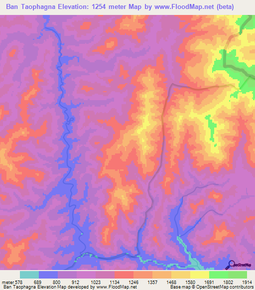 Ban Taophagna,Laos Elevation Map