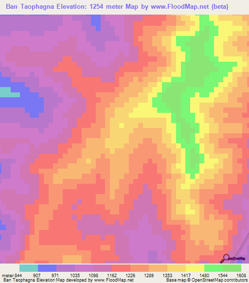 Ban Taophagna,Laos Elevation Map