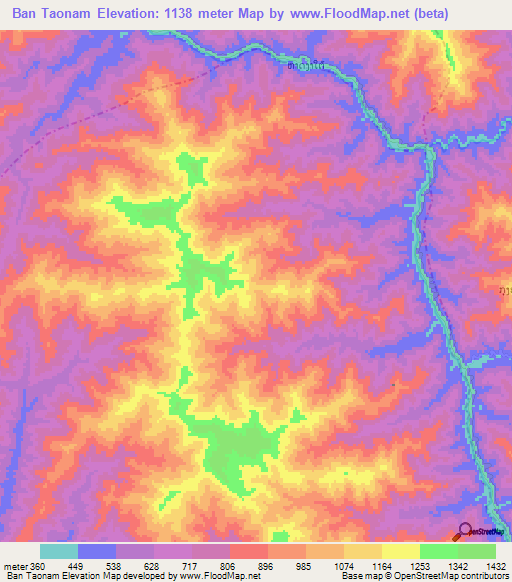 Ban Taonam,Laos Elevation Map