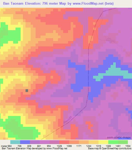 Ban Taonam,Laos Elevation Map