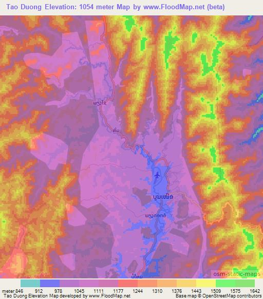 Tao Duong,Laos Elevation Map