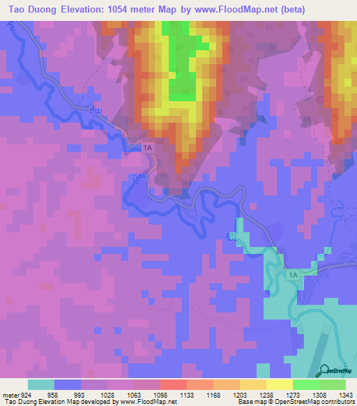 Tao Duong,Laos Elevation Map