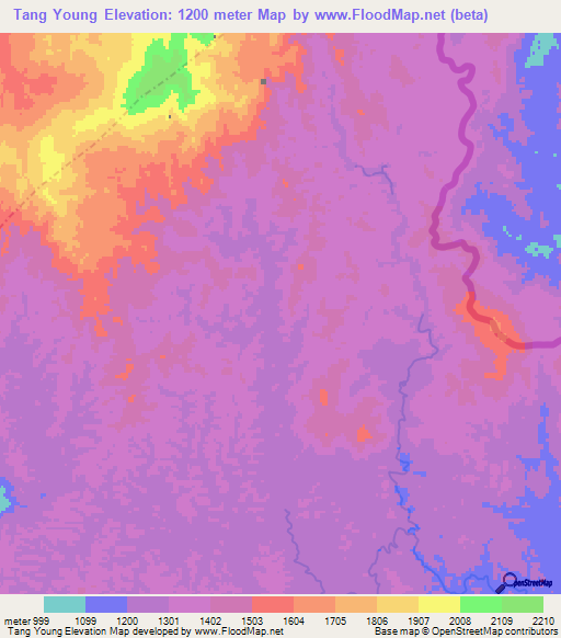 Tang Young,Laos Elevation Map