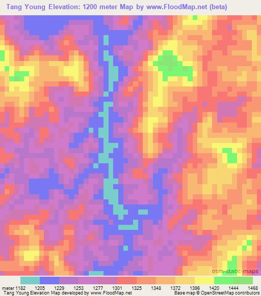 Tang Young,Laos Elevation Map