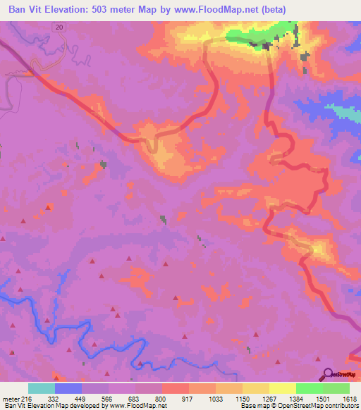 Ban Vit,Laos Elevation Map