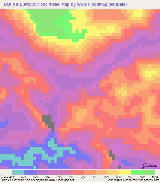 Ban Vit,Laos Elevation Map