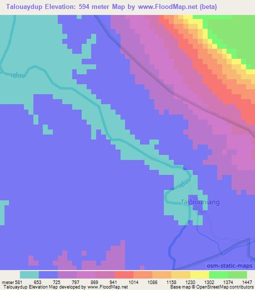 Talouaydup,Laos Elevation Map