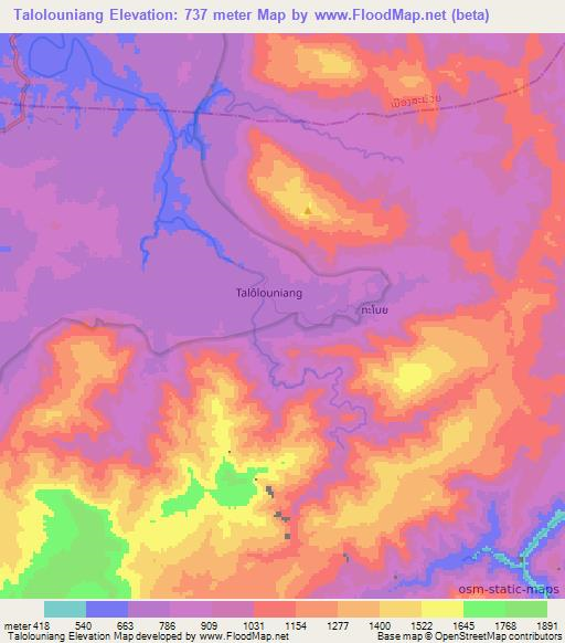 Talolouniang,Laos Elevation Map