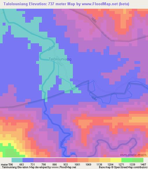 Talolouniang,Laos Elevation Map