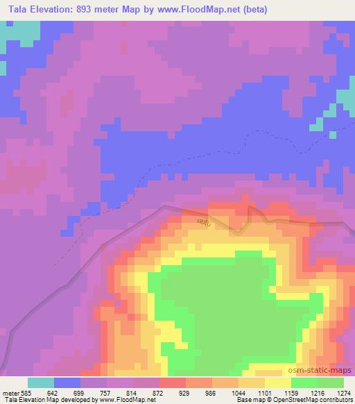 Tala,Laos Elevation Map