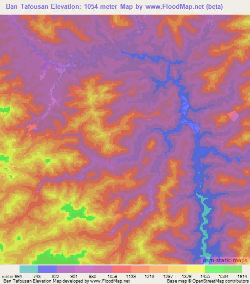 Ban Tafousan,Laos Elevation Map