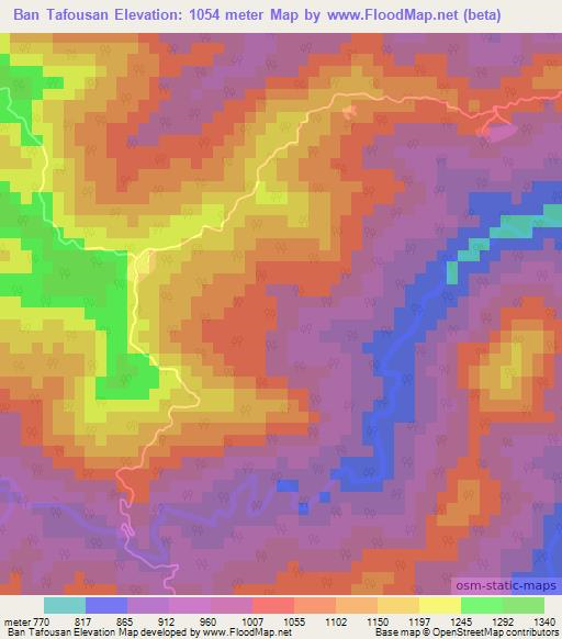 Ban Tafousan,Laos Elevation Map