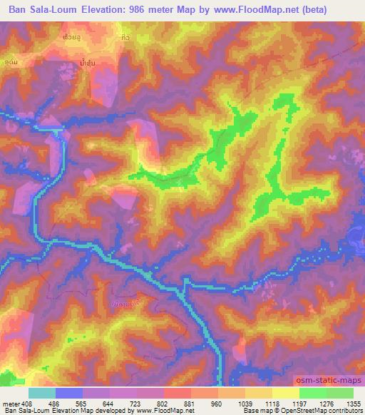 Ban Sala-Loum,Laos Elevation Map