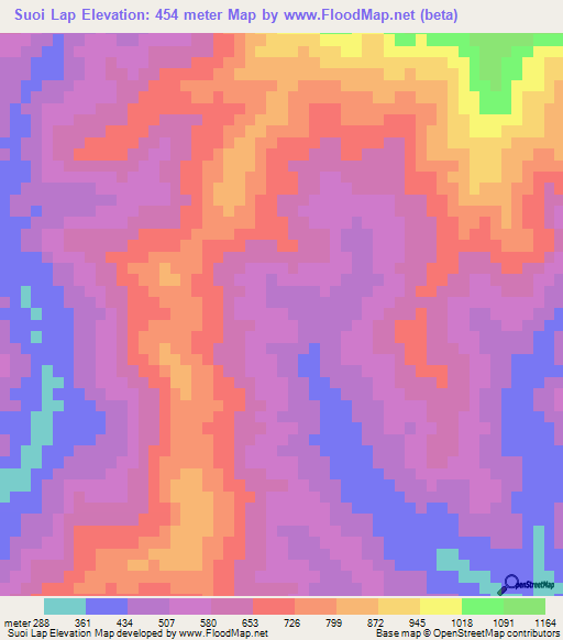 Suoi Lap,Laos Elevation Map