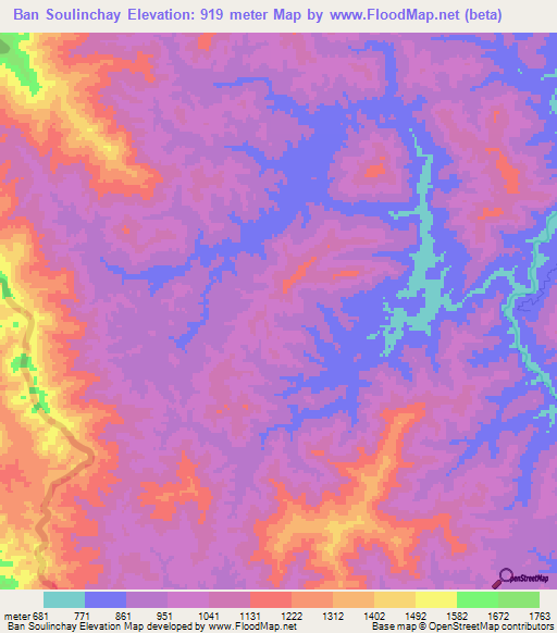 Ban Soulinchay,Laos Elevation Map