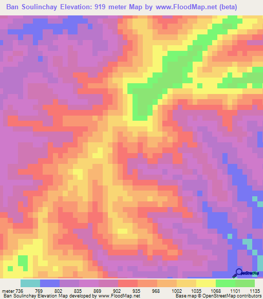 Ban Soulinchay,Laos Elevation Map