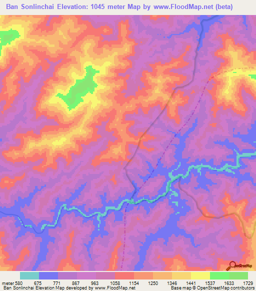 Ban Sonlinchai,Laos Elevation Map