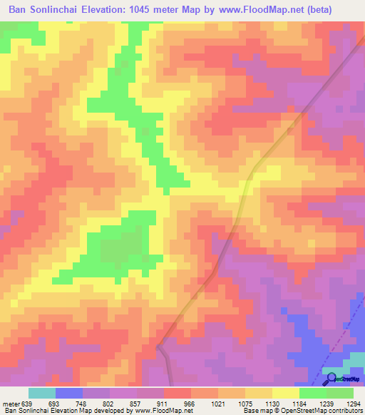 Ban Sonlinchai,Laos Elevation Map