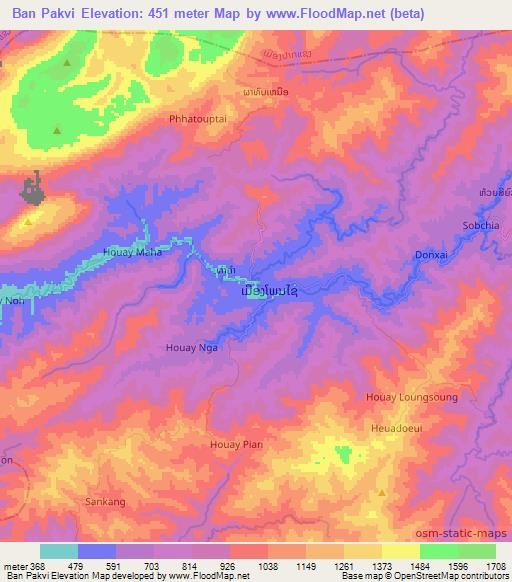 Ban Pakvi,Laos Elevation Map